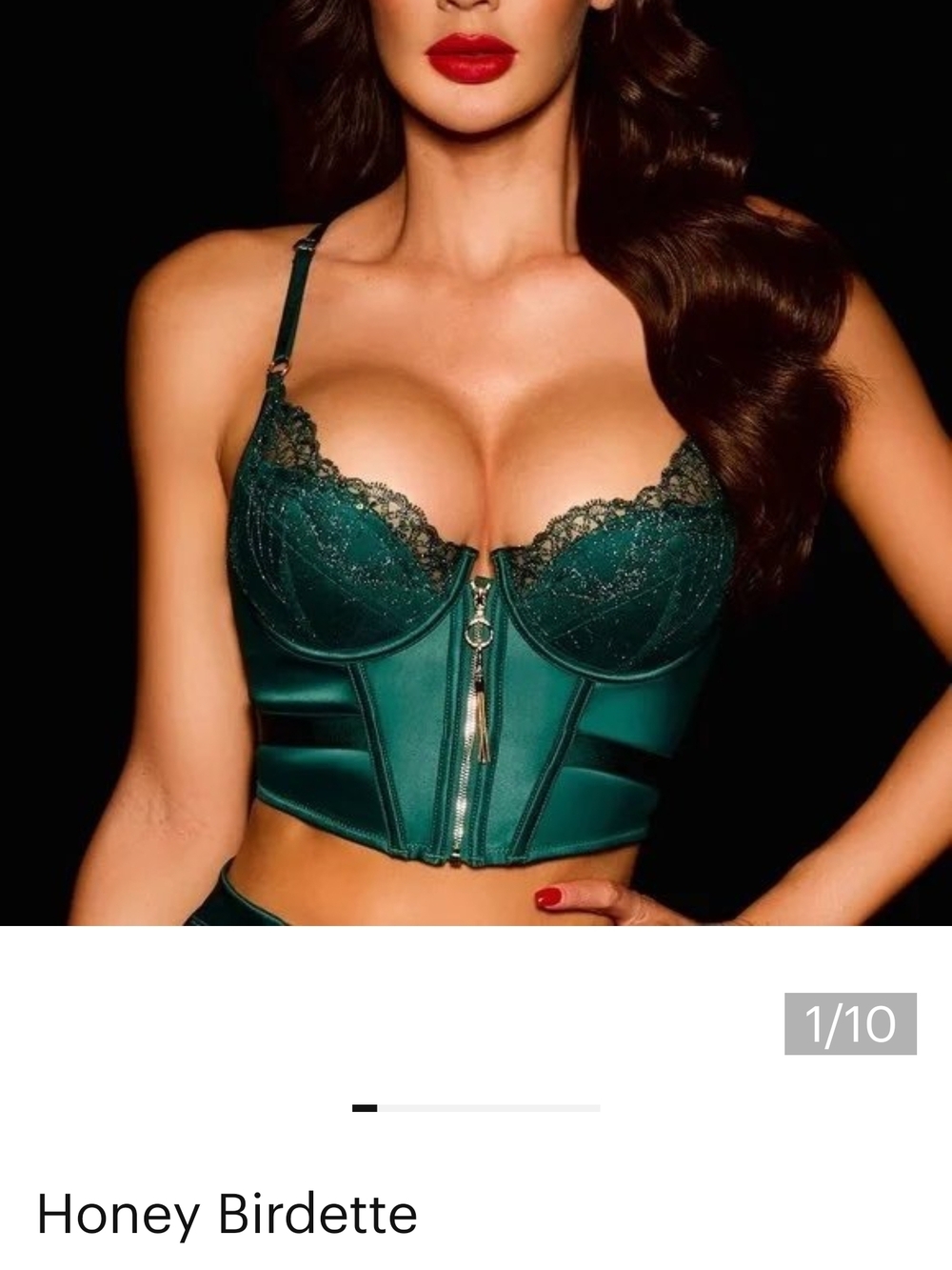 Honey Birdette Emerald Lace-Trim Corset Bustier